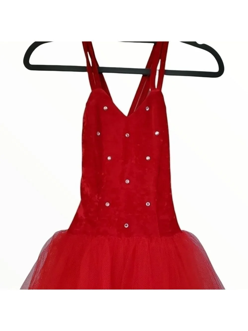 Curtain Call Costumes sz CSM Red velvet Rhinestone Valentines Christmas